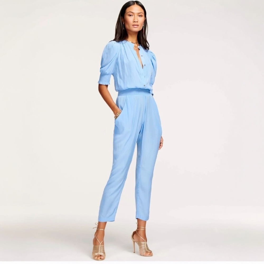 RAMY BROOK Tracey Puff Sleeve Jumpsuit Ocean Size S/P